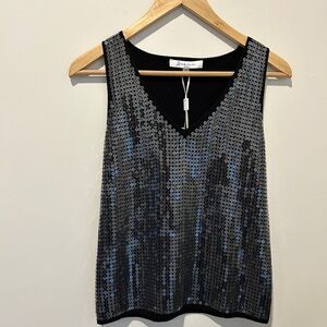NWT ~ Sioni Milano Knit Sequin Vneck Sweater Top or Vest 🖤